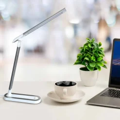 Lampa biurkowa Sanico Goldlux Madera LED, 4000K, biało-srebrna
