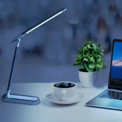 Lampa biurkowa Sanico Goldlux Madera LED, 4000K, biało-srebrna