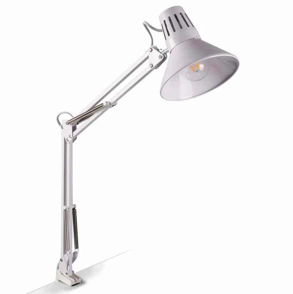 Lampa biurkowa Sanico Goldlux Worker, E27, mocowana do blatu, biała