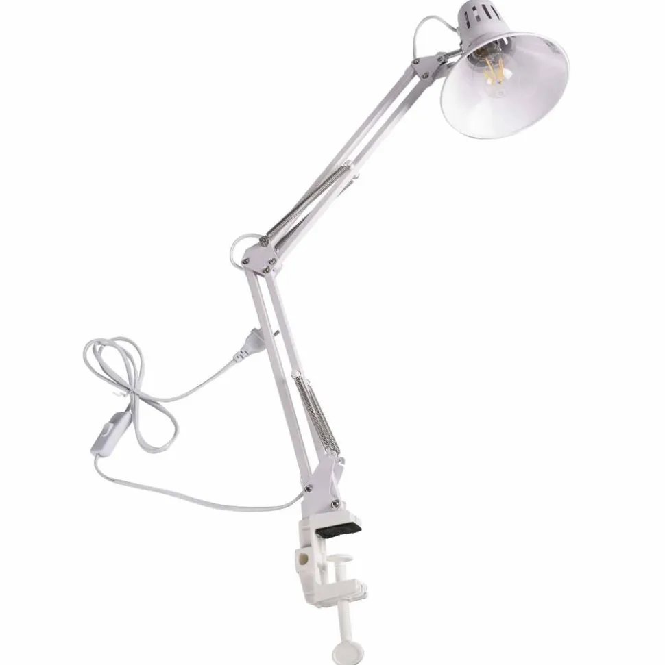 Lampa biurkowa Sanico Goldlux Worker, E27, mocowana do blatu, biała