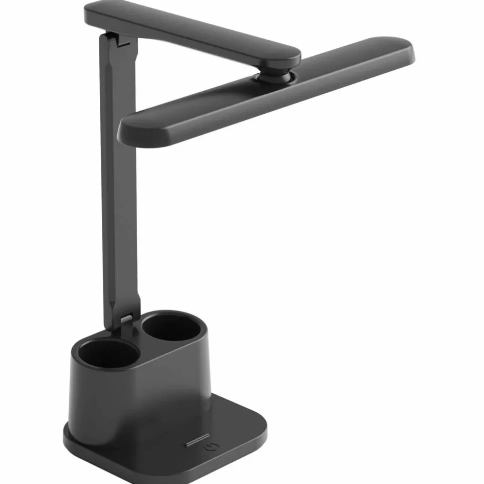 Lampa biurkowa Sanico Goldlux Bari LED, 4000K, z przybornikiem i podstawką na telefon, czarna