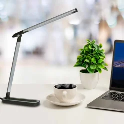 Lampa biurkowa Sanico Goldlux Madera LED, 4000K, czarno-srebrna