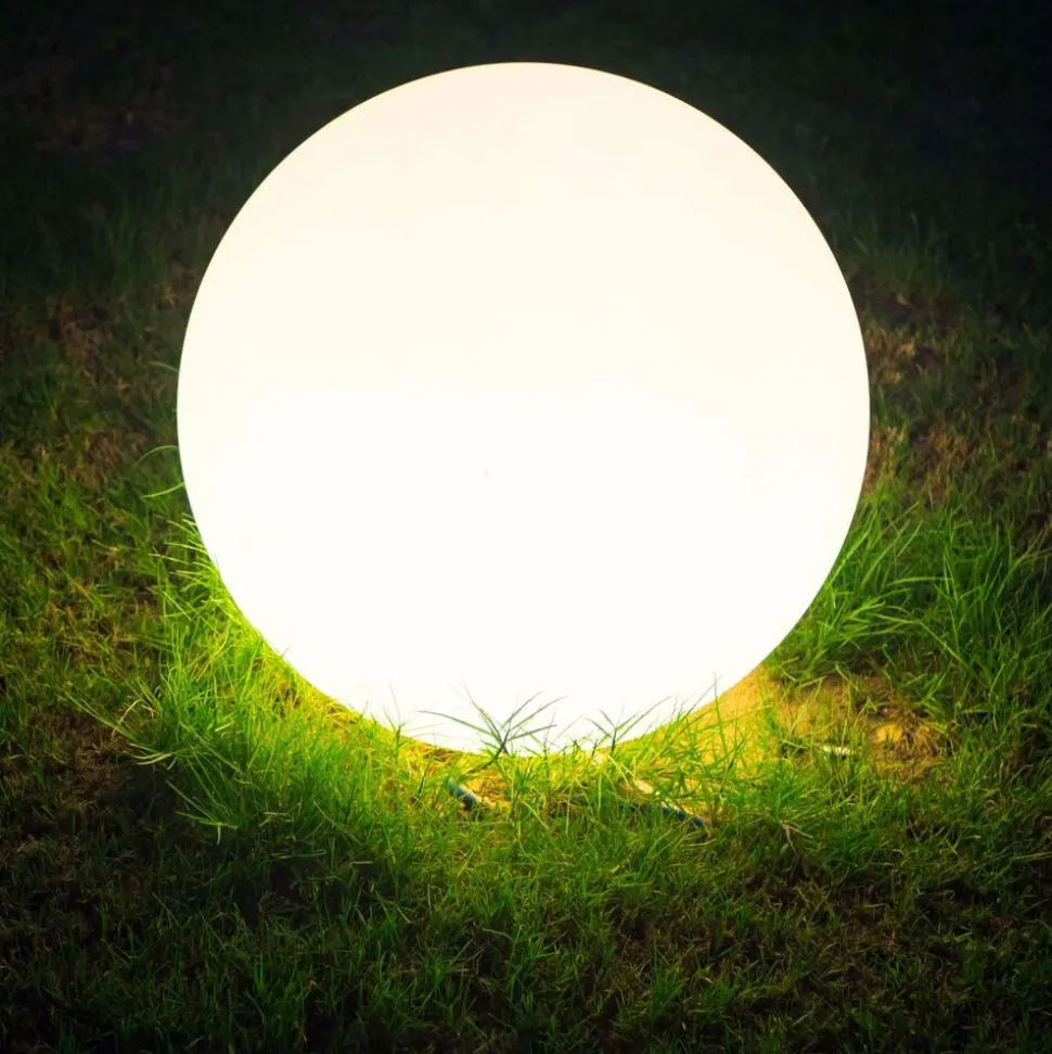Lampa ogrodowa 50 cm, kula, E27, biała
