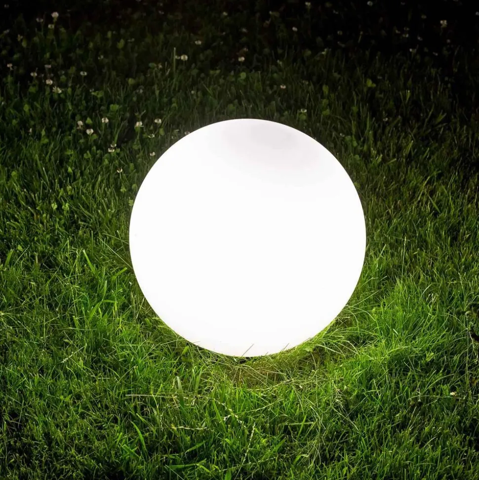 Lampa ogrodowa 50 cm, kula, E27, biała