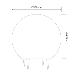 Lampa ogrodowa 50 cm, kula, E27, szara