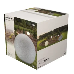 Lampa ogrodowa 50 cm, kula, E27, szara