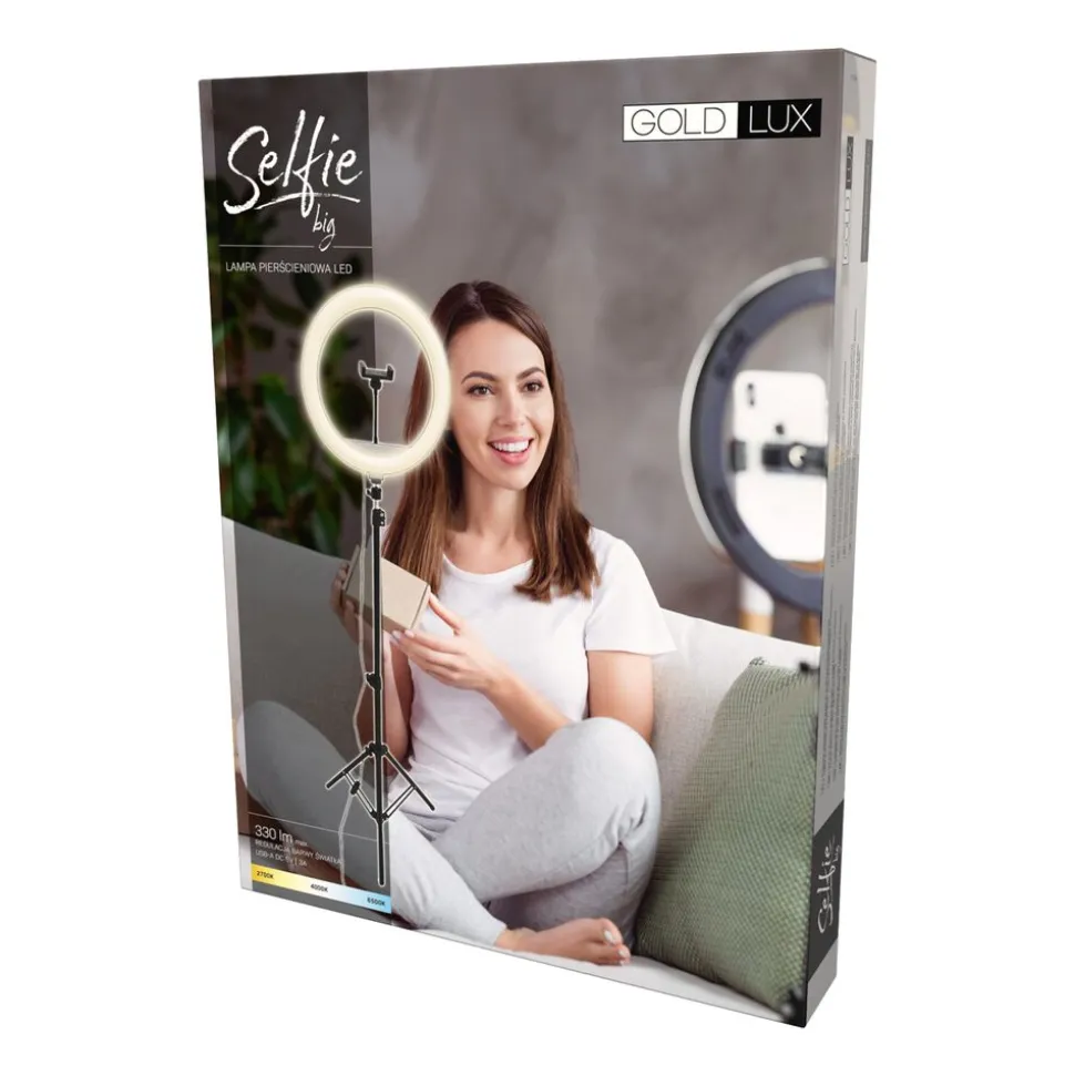 Lampa podłogowa LED Sanico Goldlux, do selfie, 36 cm, USB