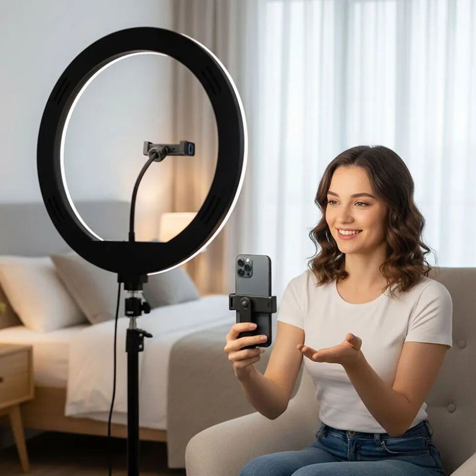 Lampa podłogowa LED Sanico Goldlux, do selfie, 36 cm, USB