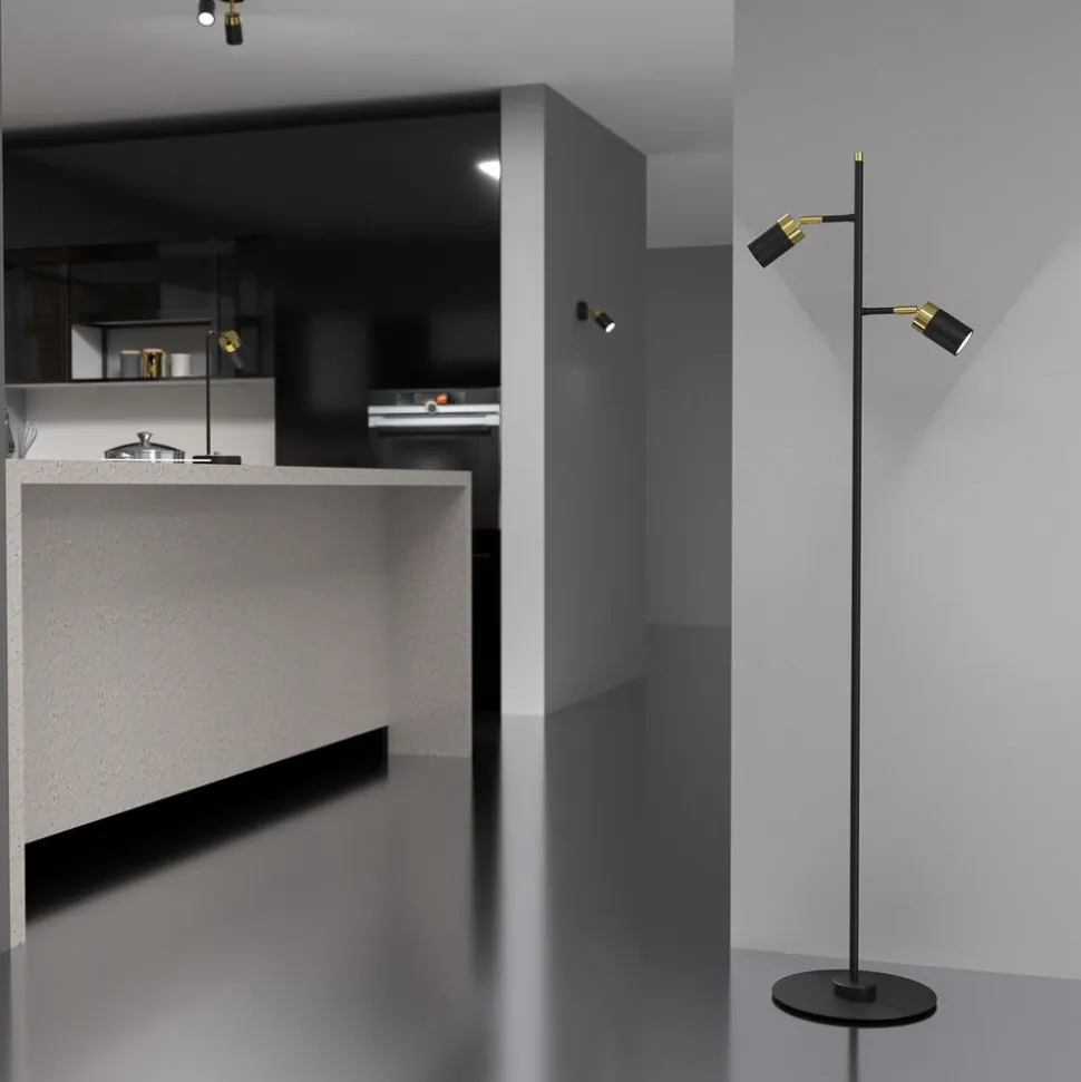 Lampa podłogowa Milagro Joker 2 x GU10, czarno-złota
