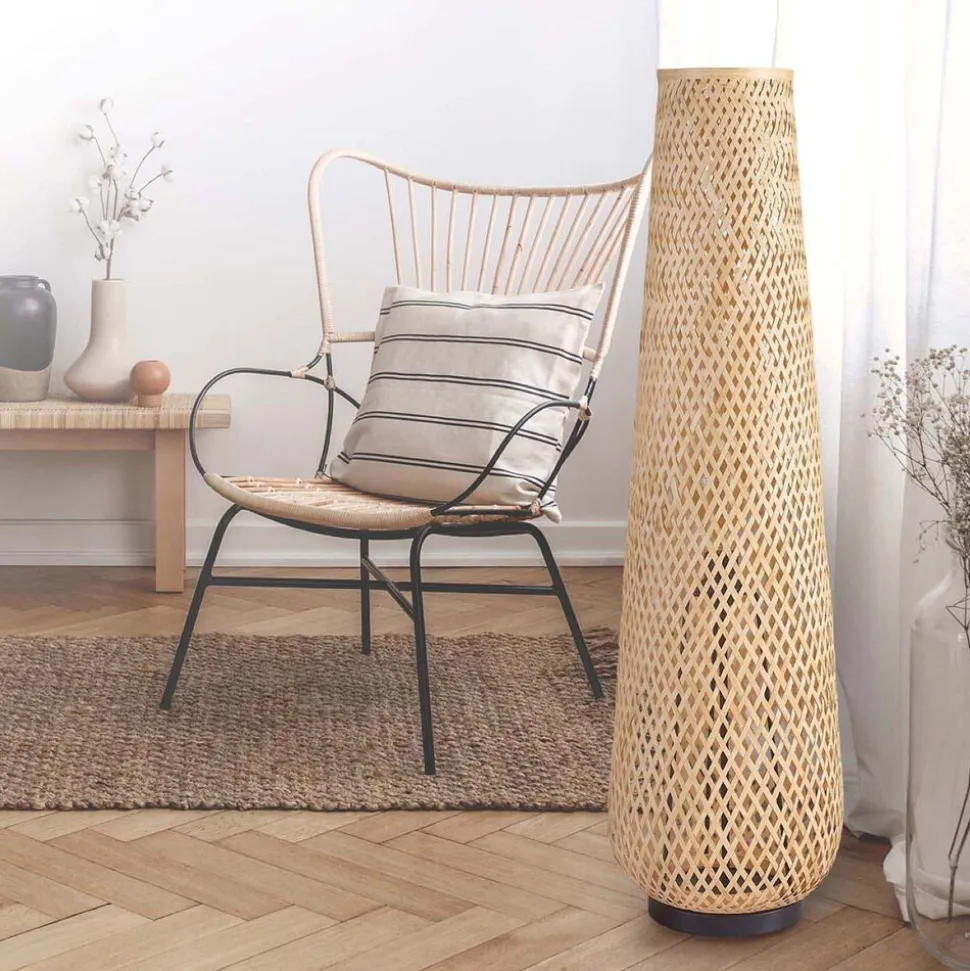 Lampa podłogowa Sanico Goldlux Zanzibar Natural, 28 x 98 cm