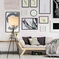 Lampa podłogowa Sanico Goldlux Tekla, E27, len naturalny