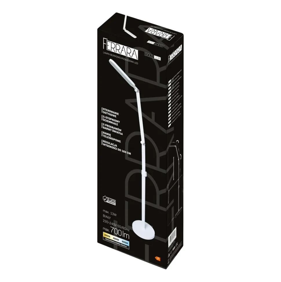 Lampa podłogowo-biurkowa LED Sanico Goldlux Ferrara, 3000-6000K, biała