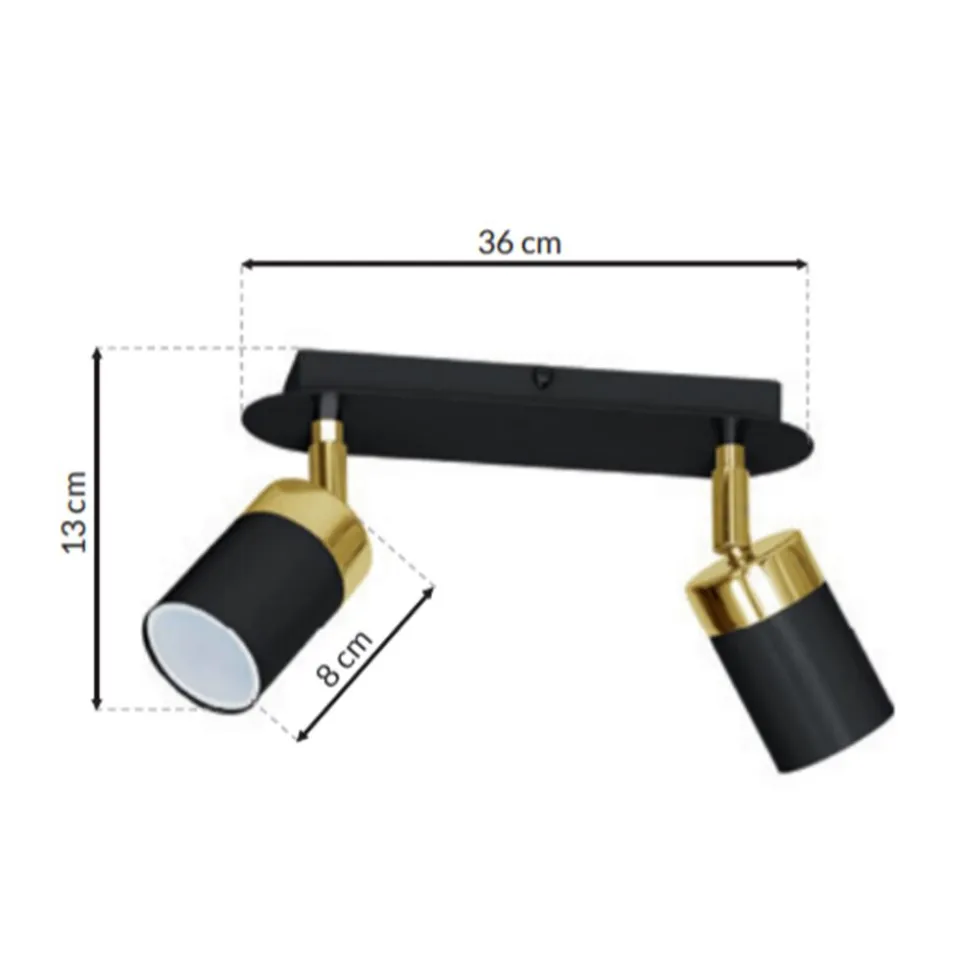 Lampa sufitowa Milagro Joker 2 x GU10, czarno-złota