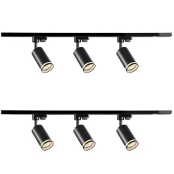 Lampa sufitowa Sanico Goldlux Paris 6 x GU10, na szynie, 2 x 1 m, czarna