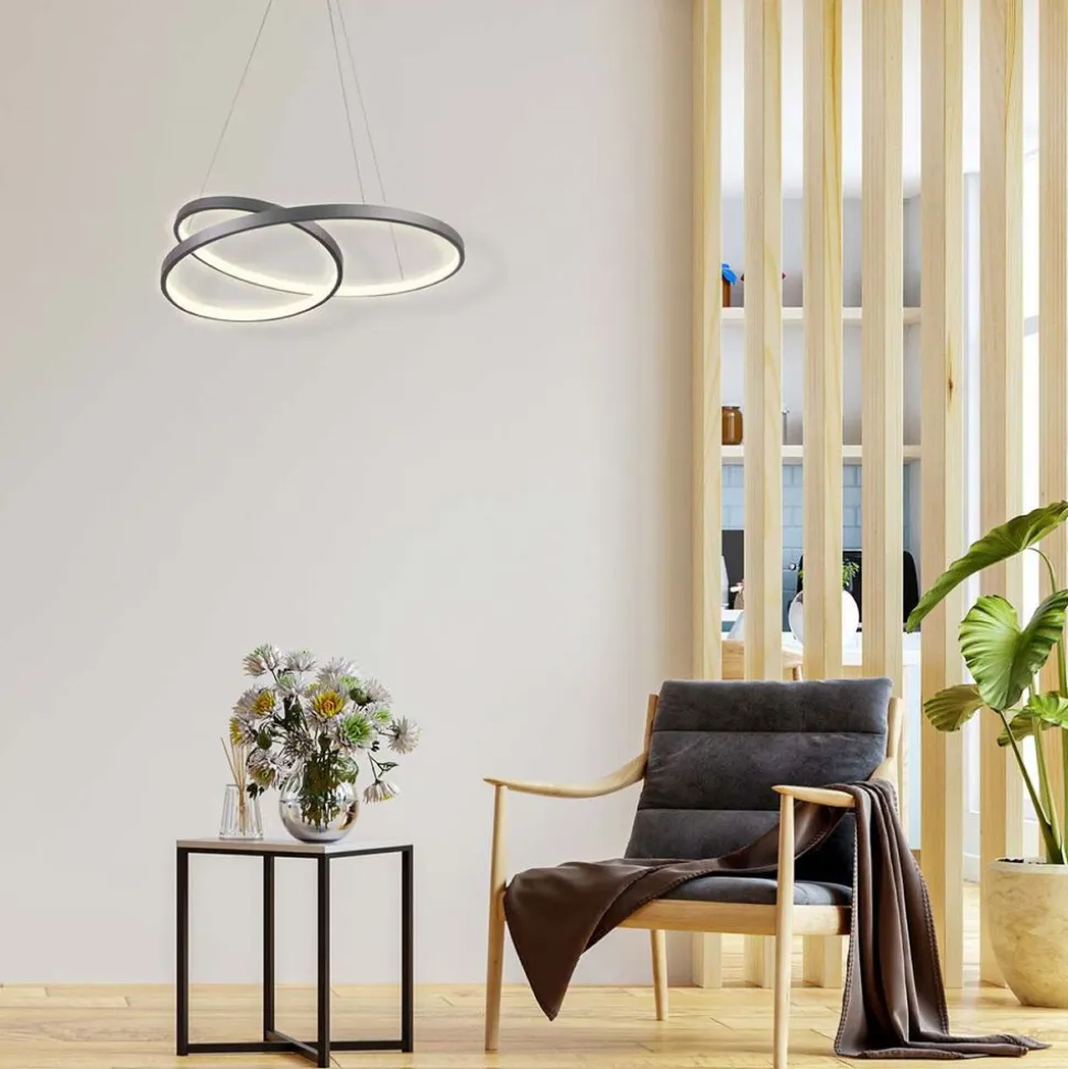 Lampa wisząca LED Sanico Goldlux Zefira, 50 cm, 4000K, antracyt