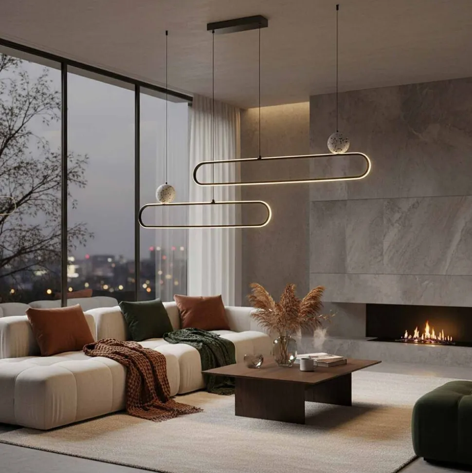 Lampa wisząca LED Sanico Goldlux Florentyna, 48 W, 4000K, lastryko, czarna
