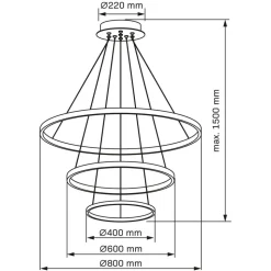 Lampa wisząca LED Sanico Goldlux Lea 3, 60 W, 4000K, srebrna