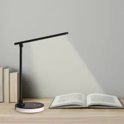 Lampka biurkowa LED Smukee, z podświetlaną podstawą, bezprzewodowa, czarna