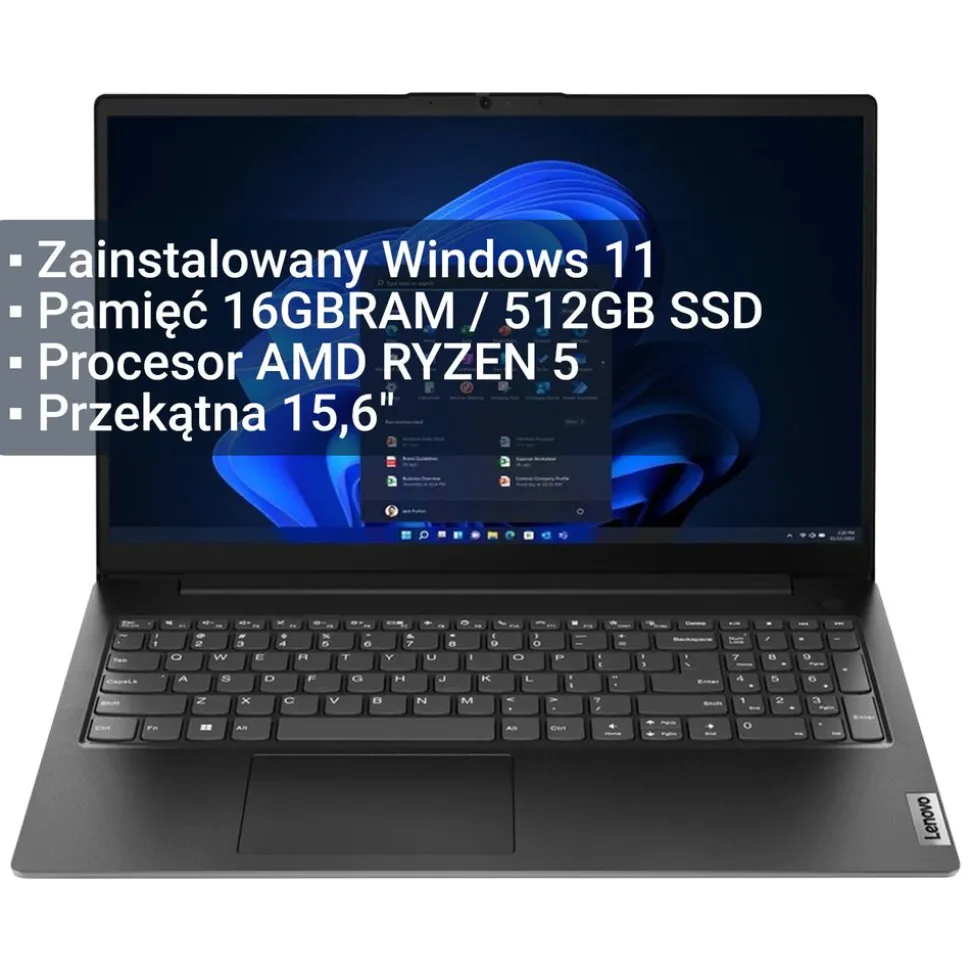 Laptop Lenovo V15 G4, 15,6”, 16 GB RAM, Windows 11, czarny