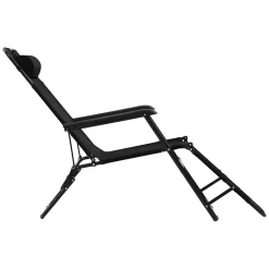Leżak ogrodowy 2 w 1 Black Forest, wielopozycyjny, z zagłówkiem, czarny