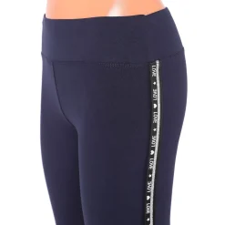 Legginsy damskie, niebieskie z lampasem Love, S/M, z wysokim stanem