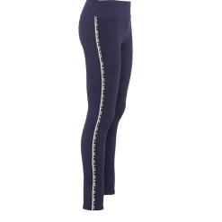 Legginsy damskie, niebieskie z lampasem Love, S/M, z wysokim stanem