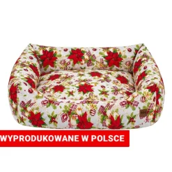 Legowisko Dogguru z motywem świątecznym, magic, beżowe