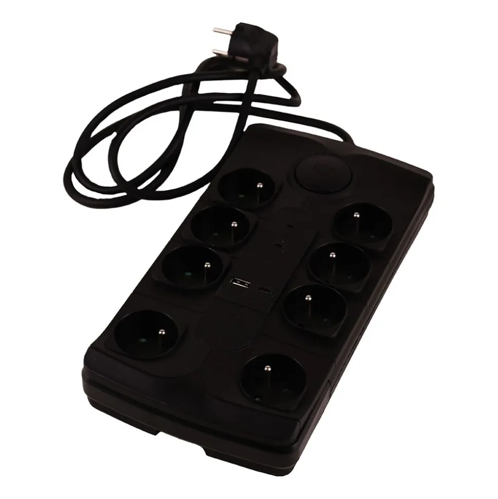 Listwa zasilająca Hykker, przeciwprzepięciowa, 8 gniazd, USB-A, USB-C