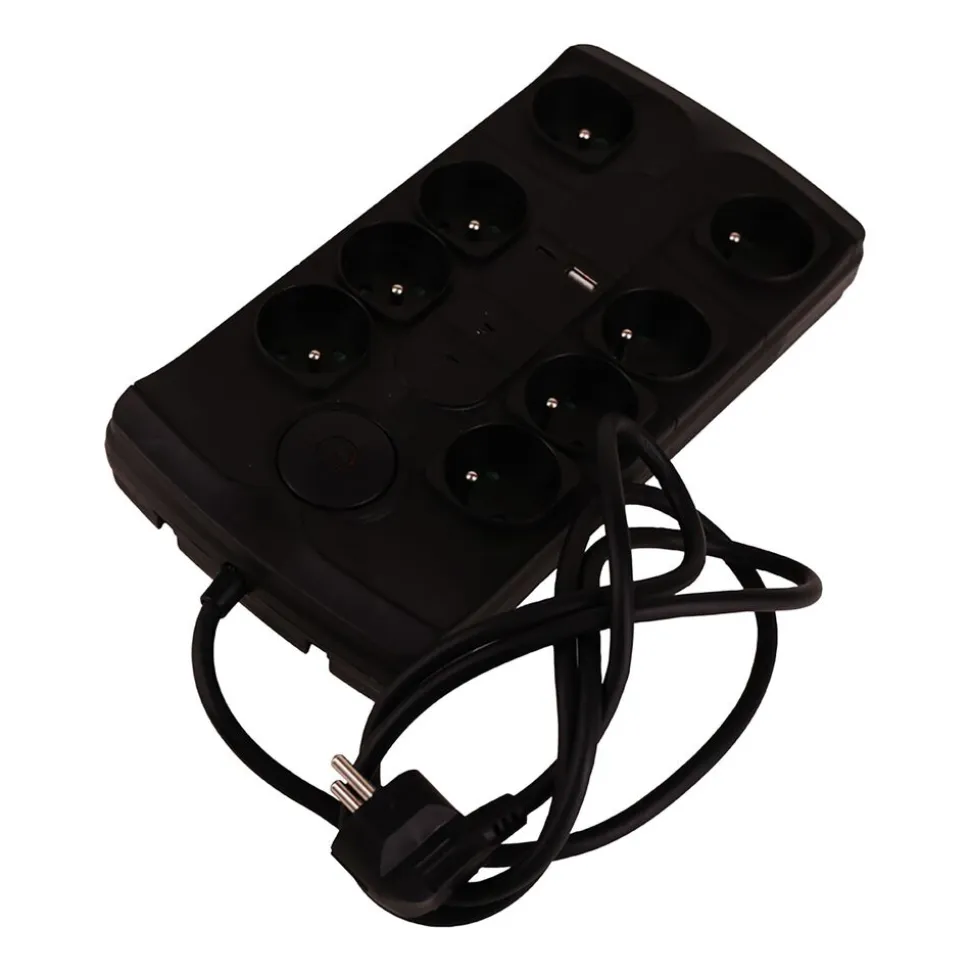 Listwa zasilająca Hykker, przeciwprzepięciowa, 8 gniazd, USB-A, USB-C