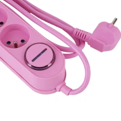 Listwa zasilająca Hykker, z USB, 1,5 m, 5 gniazd, różowa