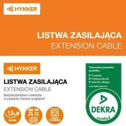 Listwa zasilająca Hykker, z USB, 1,5 m, 5 gniazd, zielona