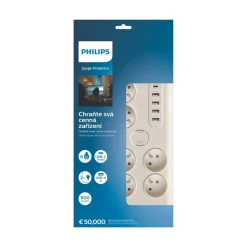 Listwa zasilająca Philips SPN7060WA, przeciwprzepięciowa, 2 m, 6 gniazd
