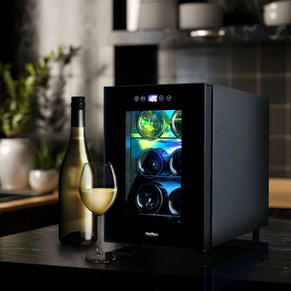 Lodówka na wino Hoffen Expert, 13 l, na 6 butelek, LED, czarna