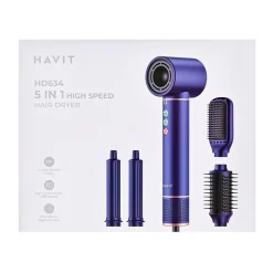 Lokówko-suszarka Multistyler Havit HD634, 1300 W, 4 końcówki, niebieska