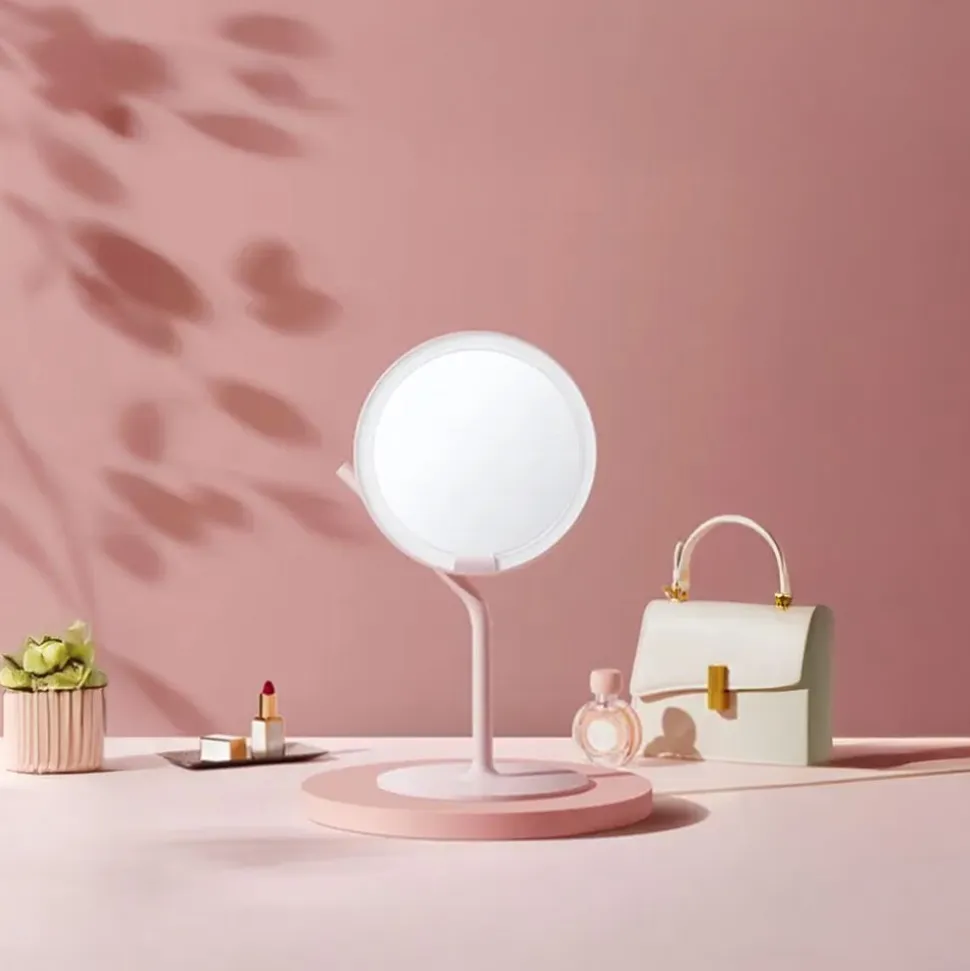 Lusterko do makijażu Amiro AML117F, podświetlane, różowe