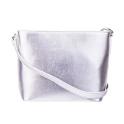 Mała torebka damska z ażurowym wzorem, 30 x 22 x 12 cm, srebrna