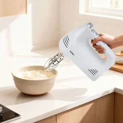 Mikser ręczny Hoffen, 400 W, 4 końcówki, biały