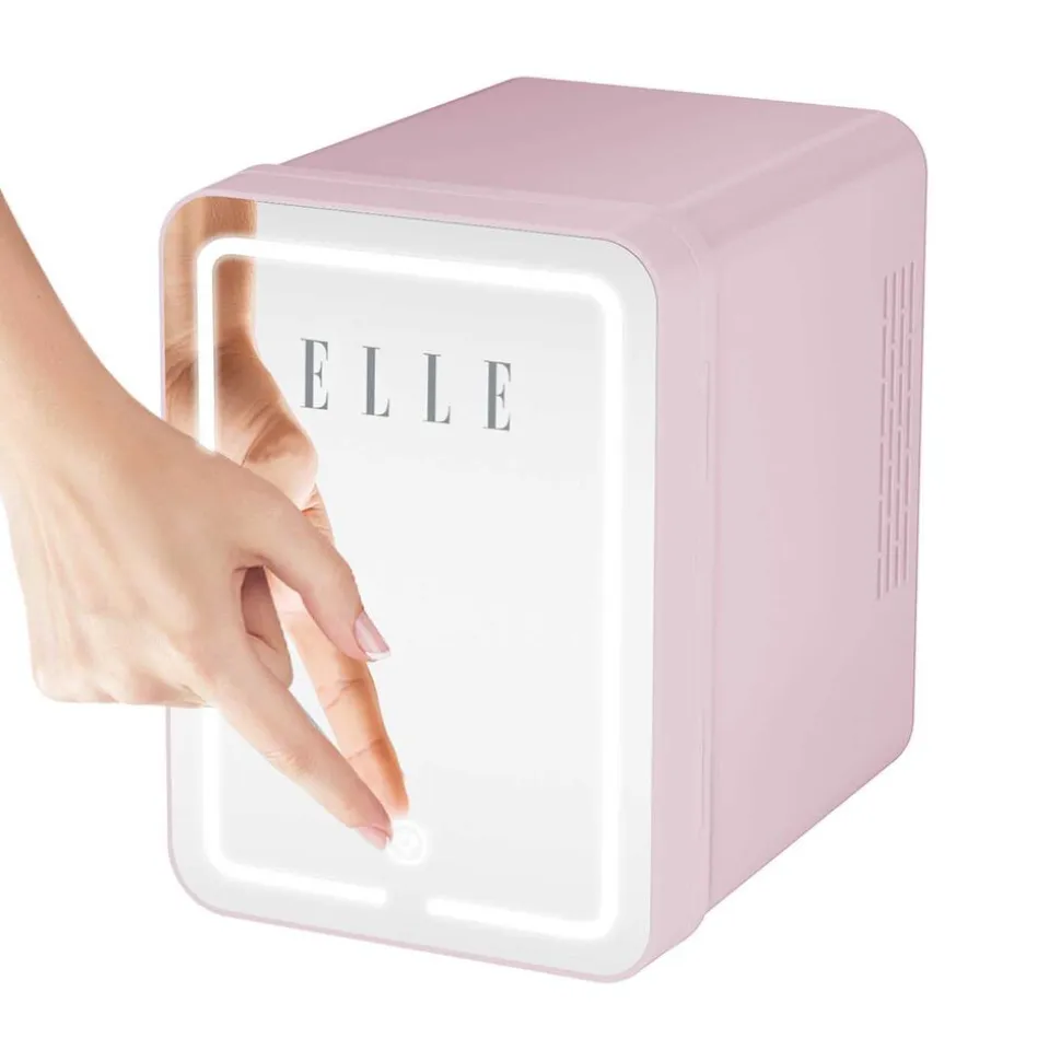 Minilodówka na kosmetyki Elle Home, z lusterkiem LED, 4 l, różowa