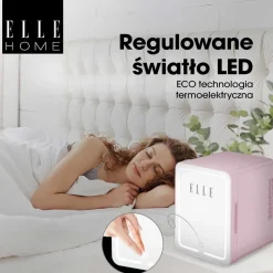 Minilodówka na kosmetyki Elle Home, z lusterkiem LED, 4 l, różowa