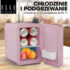 Minilodówka na kosmetyki Elle Home, z lusterkiem LED, 4 l, różowa