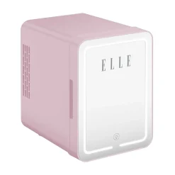 Minilodówka na kosmetyki Elle Home, z lusterkiem LED, 4 l, różowa