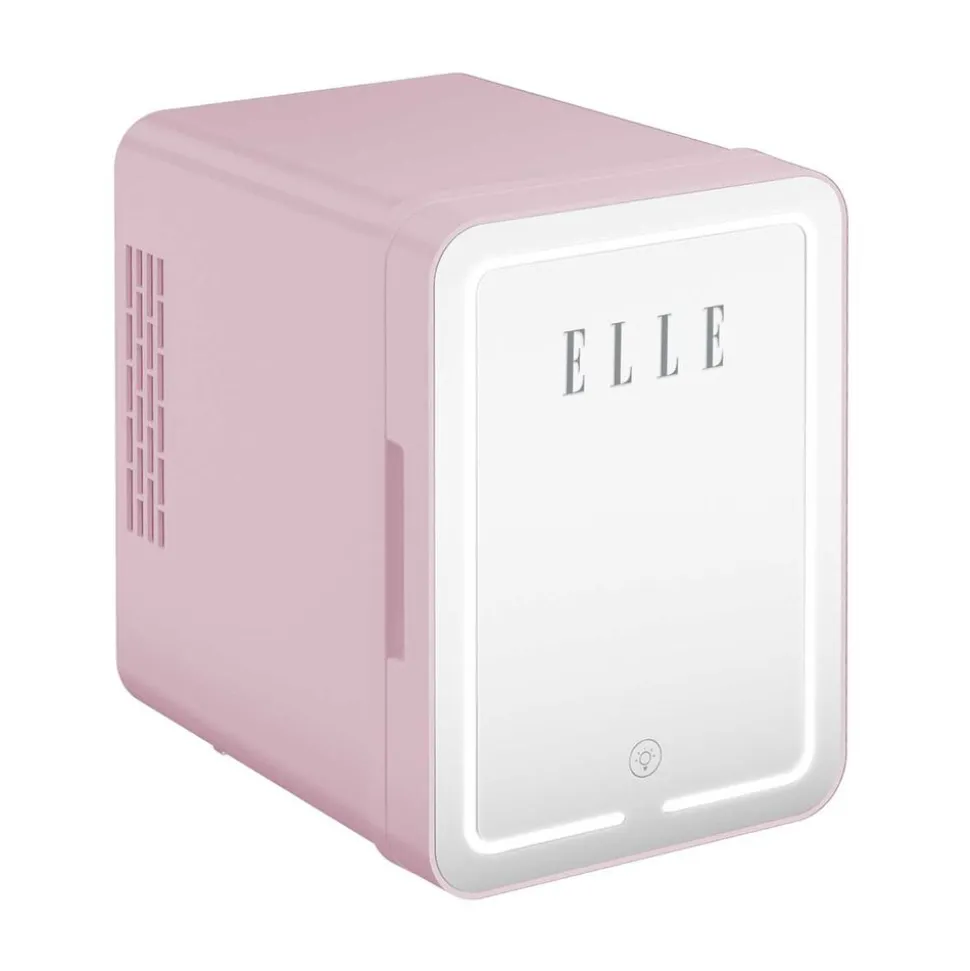 Minilodówka na kosmetyki Elle Home, z lusterkiem LED, 4 l, różowa