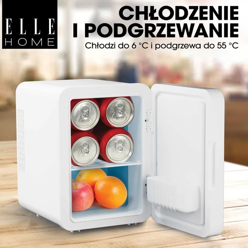 Minilodówka na kosmetyki Elle Home, z lusterkiem LED, 4 l, biała
