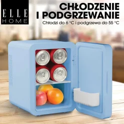 Minilodówka na kosmetyki Elle Home, z lusterkiem LED, 4 l, niebieska