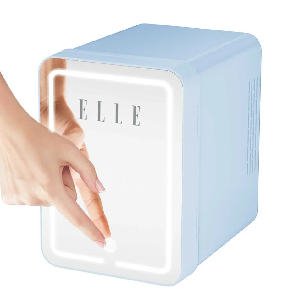 Minilodówka na kosmetyki Elle Home, z lusterkiem LED, 4 l, niebieska