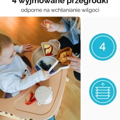 Miseczka 4 w 1 Kidnort Retter Mjölk, wyjmowane przegródki, beżowa
