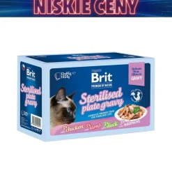 Mokra karma dla kotów Brit Premium By Nature Sterilised Plate Chunks, 12 x 100 g
