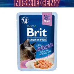 Mokra karma dla kotów Brit Premium By Nature, filet z łososia, dla kotów po sterylizacji, 24 x 85 g