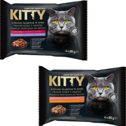 Mokra karma dla kotów Kitty, saszetki, mix smaków, 80 x 85 g