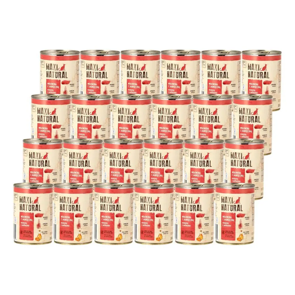Mokra karma dla kotów Maxi Natural, wołowina z jagnięciną, 24 x 400 g